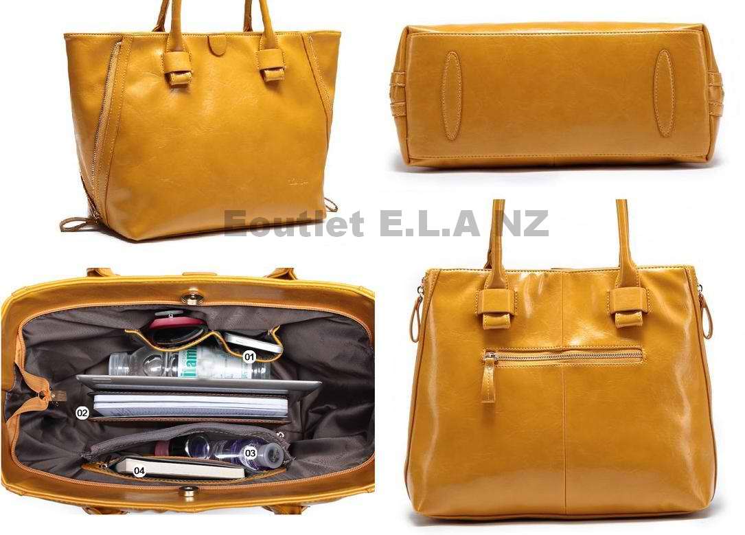 EXPANDABLE GENUINE LEATHER HANDBAG-BLUE